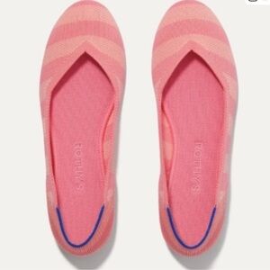 Rothy's The Flat Pink Macaron Big Stripe Flats Shoes Collector's Edition Sz 10.5